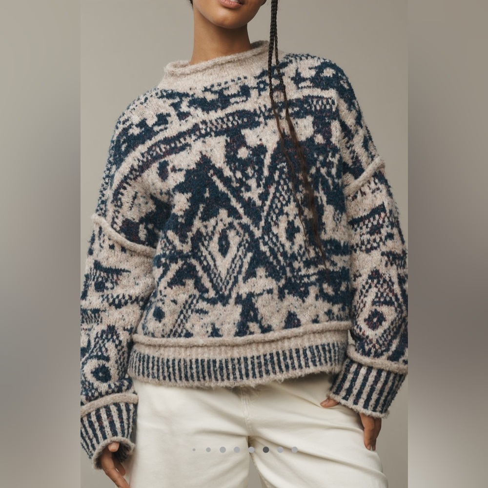 NWT Anthropologie Pilcro Fair isle Roll-Neck Sweater SOLD OUT! Chunky knit - Picture 9 of 13